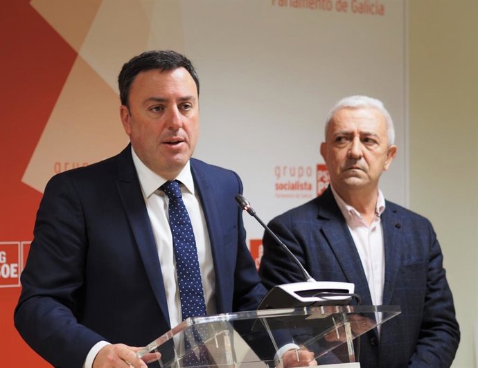 El secretario xeral del PSdeG, Valentín González Formoso, durante una rueda de prensa 