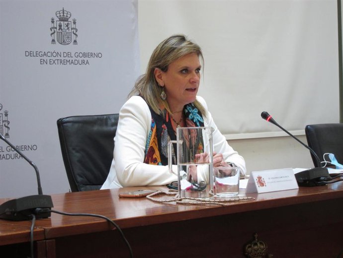 La delegada del Gobierno en Extremadura, Yolanda García Seco, en rueda de prensa