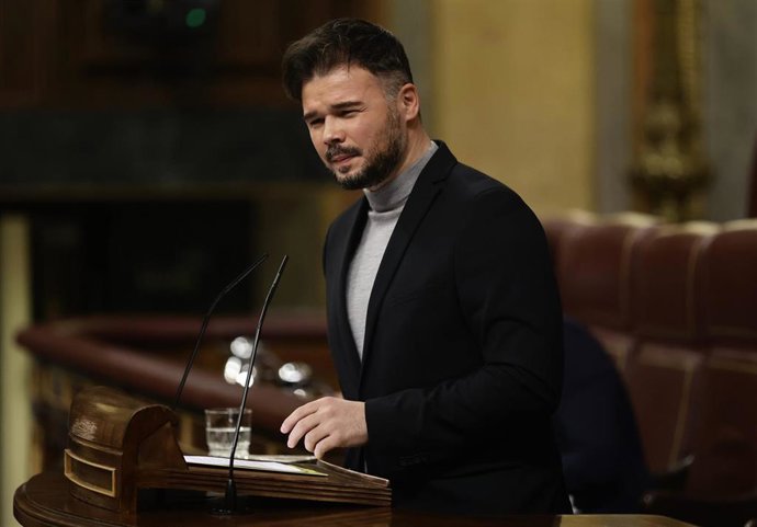 El portavoz de Esquerra Republicana (ERC) en el Congreso, Gabriel Rufián, interviene en una sesión plenaria