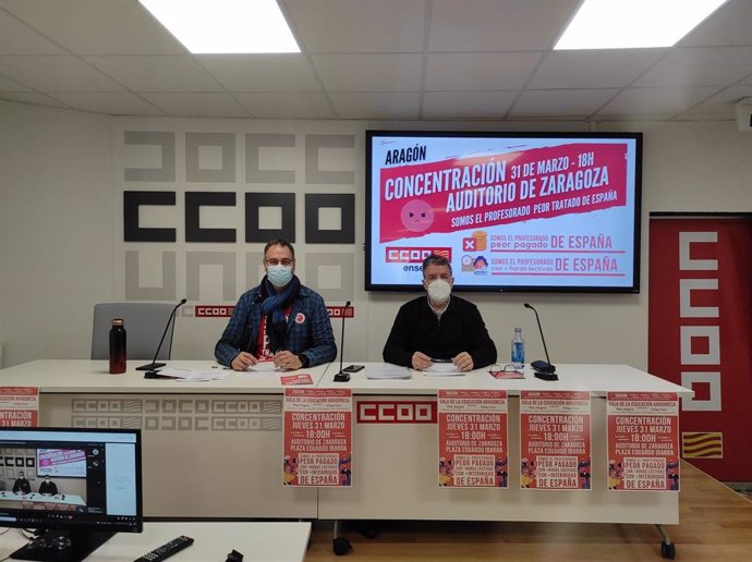 CCOO entrega a Pilar Alegría sus demandas para mejorar las condiciones del profesorado aragonés.