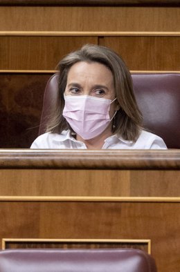 La coordinadora general del PP, Cuca Gamarra, en una sesión plenaria, en el Congreso de los Diputados, a 31 de marzo de 2022, en Madrid (España). 