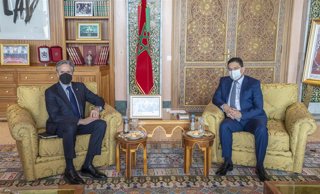 Antony Blinken, secretario de Estado de Estados Unidos, y Nasser Burita, ministro de Exteriores de Marruecos