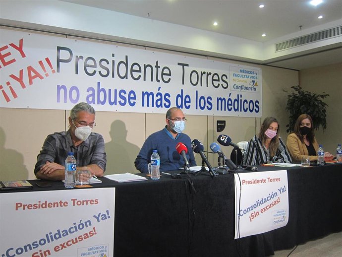 Rueda de prensa de la Mesa Confluencia de Médicos y Facultativos de Canarias