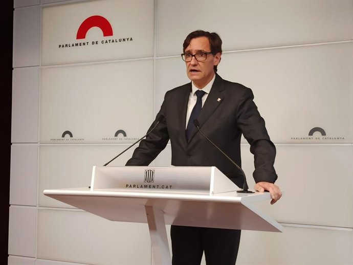 El primer secretari del PSC, Salvador Illa, en la roda de premsa
