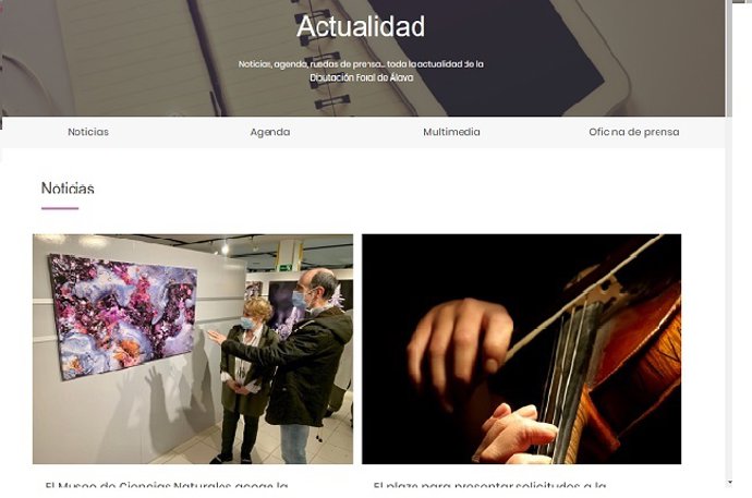 El portal de noticias de la Diputación Foral de Álava se integra este viernes en la página principal de la institución