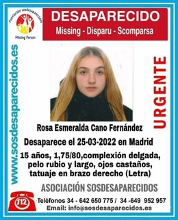 Buscan a una chica de 15 años desaparecida el viernes en Madrid