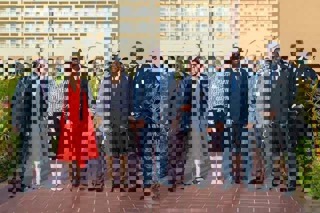 el presidente de la República de Senegal, Macky Sall, y la CEO de RIU Hotels & Resorts, Carmen Riu en la inauguración el pasado 28 de marzo