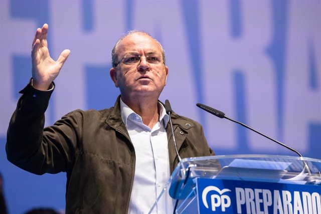 Imagen de archivo del presidente del PP de Extremadura, José Antonio Monago, en el acto en Mérida de cierre de campaña previo al XX Congreso Nacional del PP