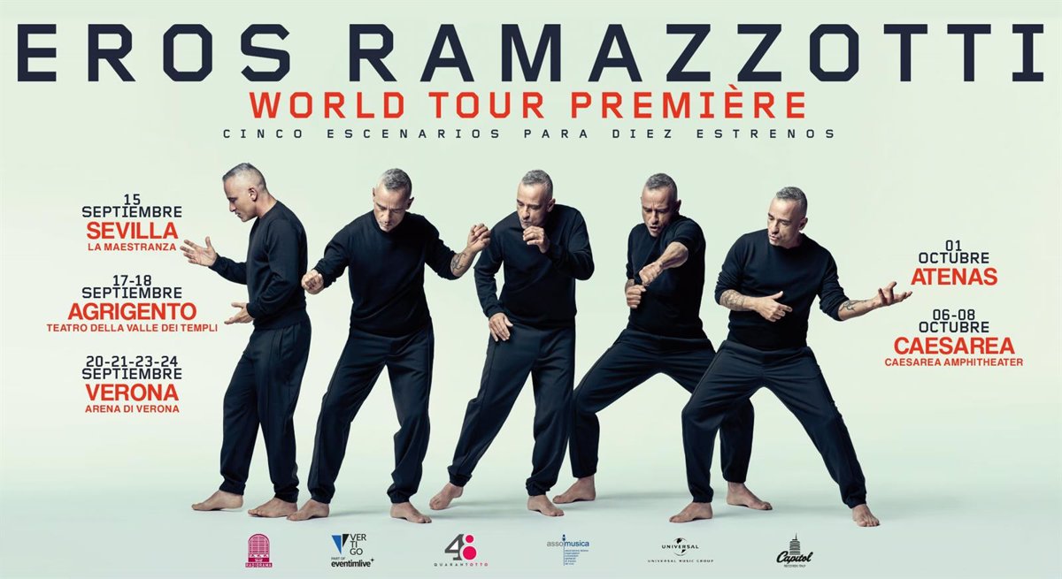 Eros Ramazzotti kicks off his new international tour on September 15 at La Maestranza in Seville