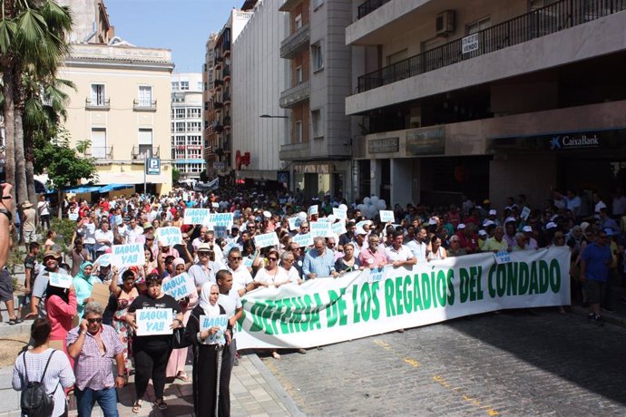 Archivo - Manifestación en Huelva capital de la Plataforma en Defensa de los Regadíos del Condado.