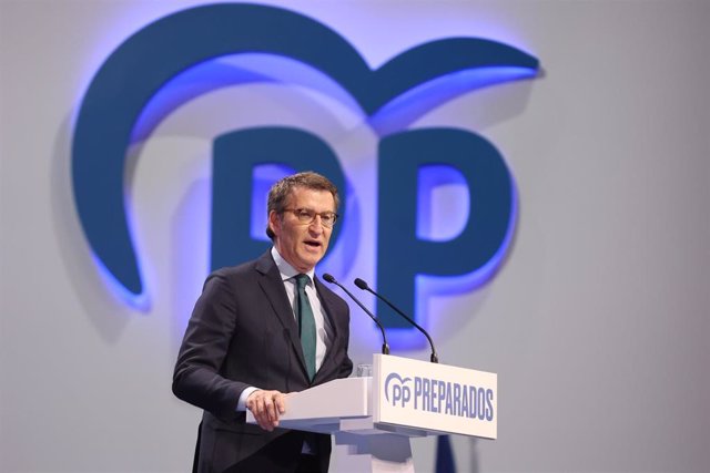 El presidente del partido del PP,  Alberto Núñez Feijóo, 