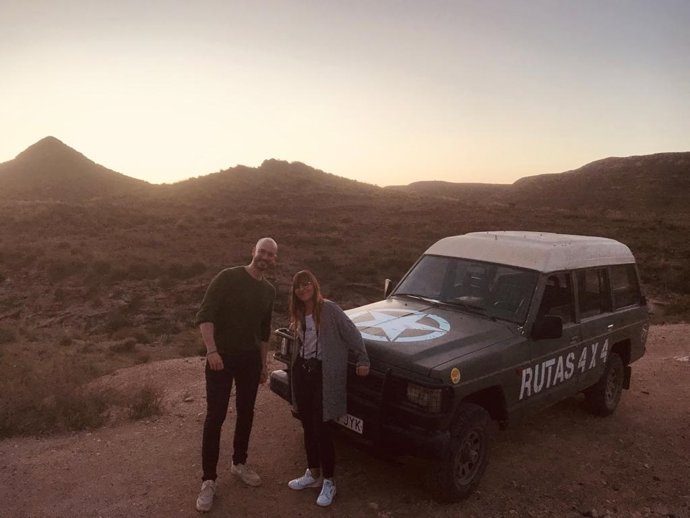 Responsables de Oasis Hunters en su visita a Almería.