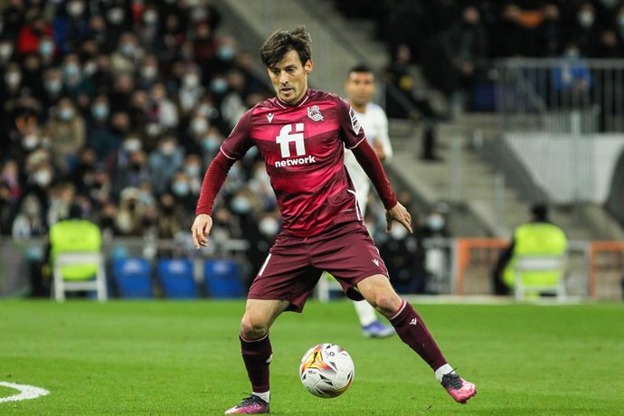 David Silva of Real Sociedad in action during the spanish league, La Liga Santander, football match played between Real Madrid and Real Sociedad at Santiago Bernabeu stadium on March 05, 2022, in Madrid, Spain.