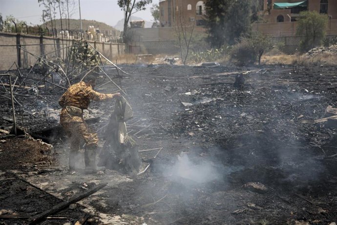 Imagen de archivo de un bombardeo saudí en Saná