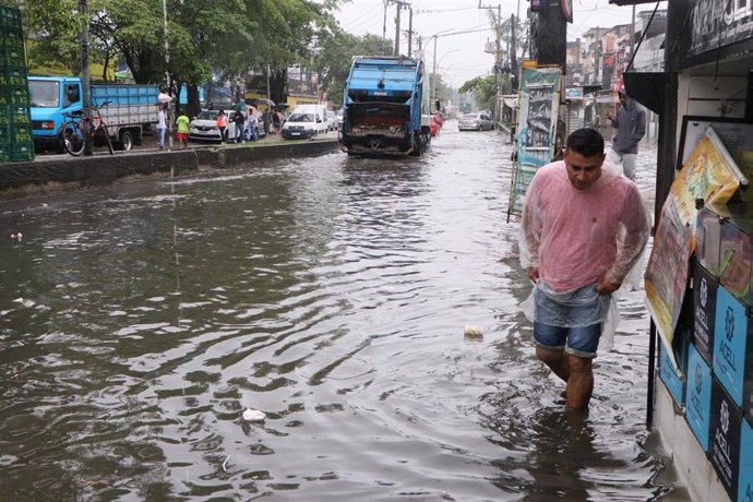Inundaciones tras un temporal en Río de Janeiro