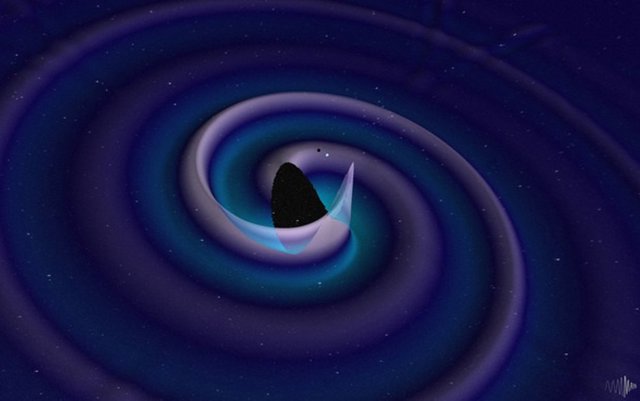 Una simulación de una fusión binaria con ondas gravitacionales asociadas