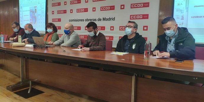 Rueda de prensa para presentar el estudio realizado por la Federación de sanidad y Sectores Sociosanitarios de CC.OO. De Madrid (FSS-CCOO Madrid) sobre TSS