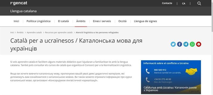 Pgina web 'Catal per a ucranesos'