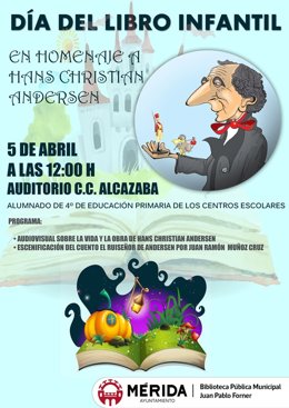 Cartel de actividad en Mérida por el Día del Libro Infantil 2022
