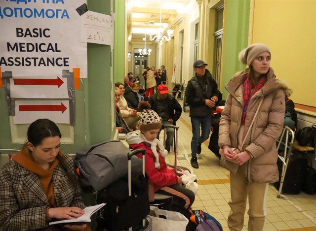 Refugiados llegados a Przemysl, en Polonia