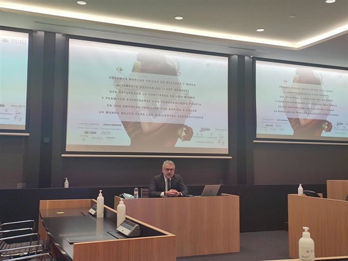 El ceo de Puig, Marc Puig, en rueda de prensa