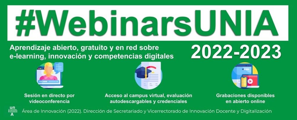 Cartel de los #WebinarUNIA para el curso 2022-2023