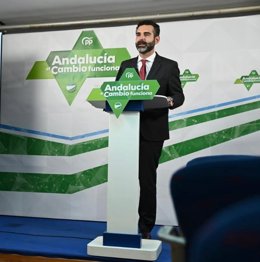 El portavoz del PP-A, Ramón Fernández-Pacheco, en rueda de prensa.