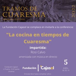 Cartel de la confeencia 'La cocina en tiempos de Cuaresma'.