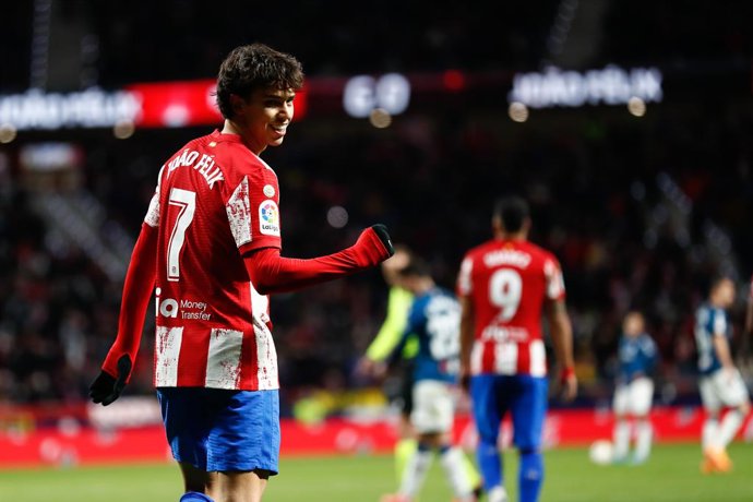Joao Felix of Atletico de Madrid celebrates a goal during the spanish league, La Liga Santander, football match played between Atletico de Madrid and Deportivo Alaves at Wanda Metropolitano stadium on april 02, 2022, in Madrid, Spain.