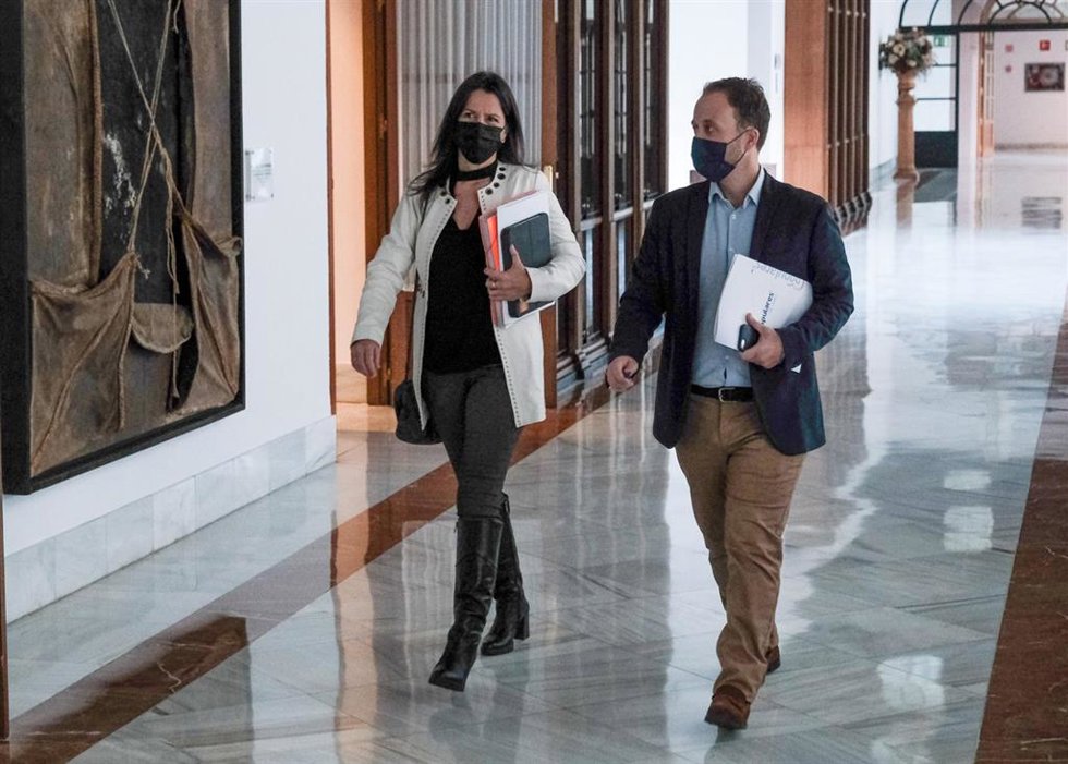 Archivo - Los diputados del PP, Ana Vanessa García y Erik Domínguez, en una imagen de archivo.