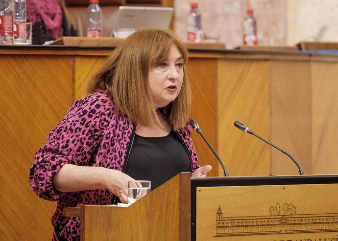 La parlamentaria del PSOE-A Soledad Pérez, en el Pleno del Parlamento, en una foto de archivo.