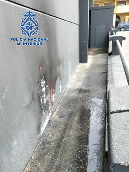 Lugar donde las pertenencias de una persona sin hogar fueron quemadas en Algeciras.
