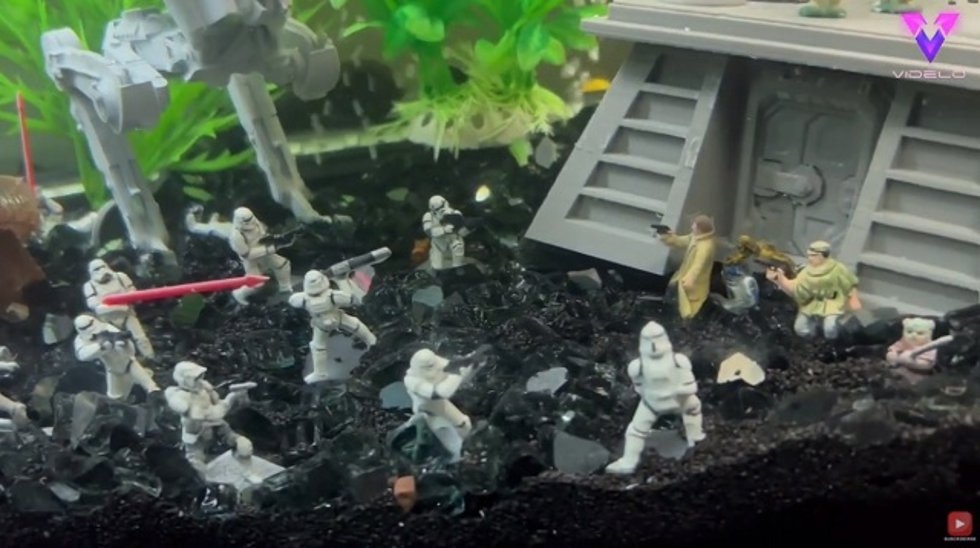 Este hombre recreó una escena de la Guerra de las Galaxias en la pecera