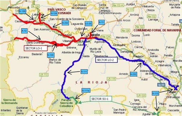 Licitado por 2,4 millones un contrato de obras para repintar las marcas viales de varias carreteras en La Rioja