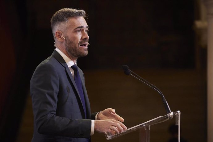 El Portavoz de la ejecutiva Federal del PSOE, Felipe Sicilia, durante el Encuentro Infomativo de EuropaPress en la Fundación Cajasol, a 5 de abril de 2022 en Sevilla (Andalucía, España)