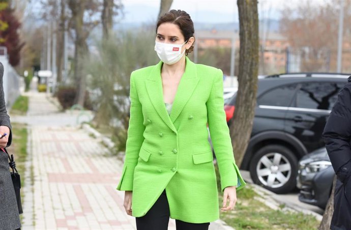 La presidenta de la Comunidad de Madrid, Isabel Díaz Ayuso, a su llegada a la inauguración del Centro Global de Excelencia e Inteligencia Artificial y Datos de Hewlett Packard Enterprise