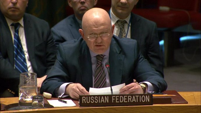 Archivo - El embajador de Rusia ante Naciones Unidas, Vassily Nebenzia, acude a declarar al Consejo de Seguridad de Naciones Unidas