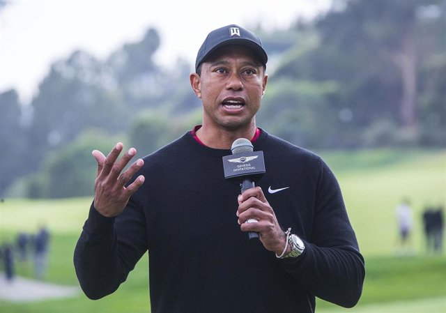 Archivo - Tiger Woods comparece ante los medios