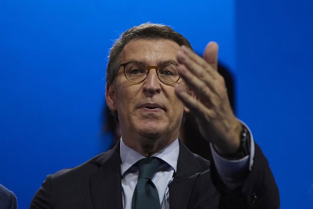 El presidente del partido del PP, Alberto Núñez Feijóo, tras su intervención en el segundo y último día del congreso del PP en la que Alberto Núñez Feijóo sale como nuevo presidente del partido y se inicia una nueva etapa, con el objetivo de llegar al Gob