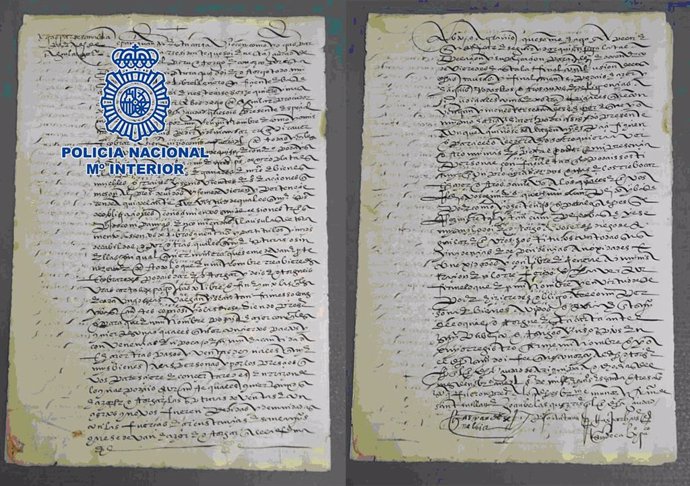 La Policía Nacional recupera un documento manuscrito del siglo XVI de Perú que estaba a la venta en Internet