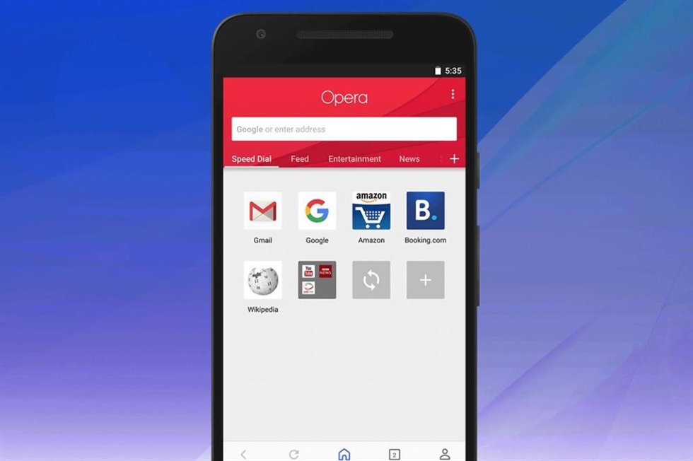 Un dispositivo con el navegador Opera
