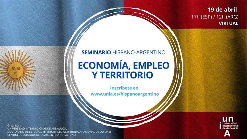 Cartel de seminario hispano-argentino 'Economía, Empleo y Territorio'