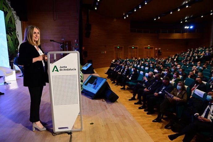 La consejera de Fomento, Infraestructura y Ordenación del Territorio, Marifrán Carazo, en el V Congreso Andaluz de Carreteras.