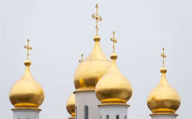 Vista por fuera de la catedral Santa María Magdalena de la Iglesia Ortodoxa Rusa en Madrid, a 16 de marzo de 2022, en Madrid (España). El deán de la catedral Santa María Magdalena de la Iglesia Ortodoxa Rusa en Madrid, Andréy Kórdochkin, de procedencia ru