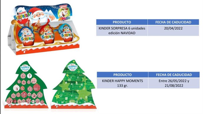 Productos de Kinder retirados del mercado