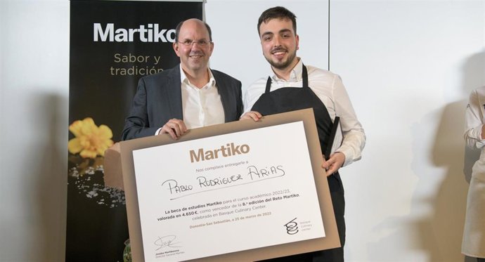 Pablo Rodríguez Arias, estudiante de tercer curso del grado de Gastronomía y Artes Culinarias, vencedor en la final del 8 Reto Martiko celebrada en Basque Culinary Center de San Sebastián