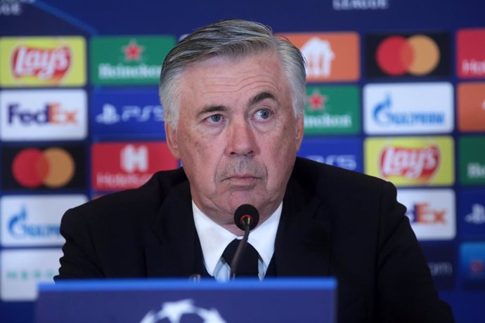 Archivo - 20 October 2021, Ukraine, Kyiv: Real Madrid head coach Carlo Ancelotti attends a press conference following the UEFA Champions League Group D soccer match against Shakhtar Donetsk. Photo: -/Ukrinform/dpa