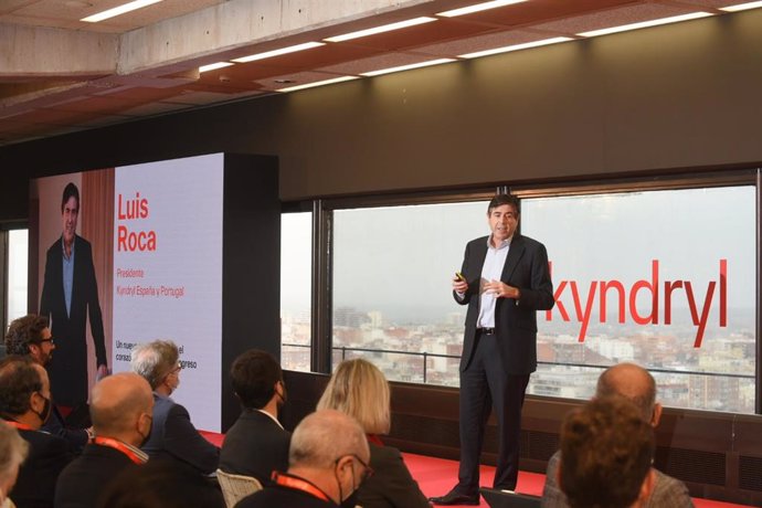 El presidente de Kyndryl en España y Portugal, Luis Roca, durante la presentación de la estrategia de la compañía.