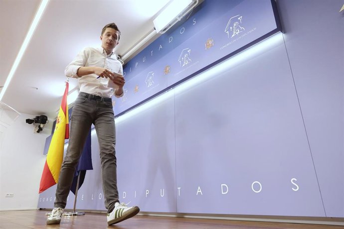 El líder de Más País, Íñigo Errejón, a su llegada a una rueda de prensa