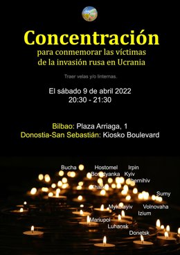 Concentraciones de la asociación Ucrania-Euskadi para denunciar la guerra en Ucrania